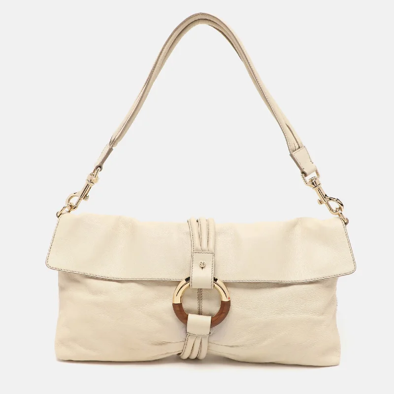 Escada Cream Leather Shoulder Bag