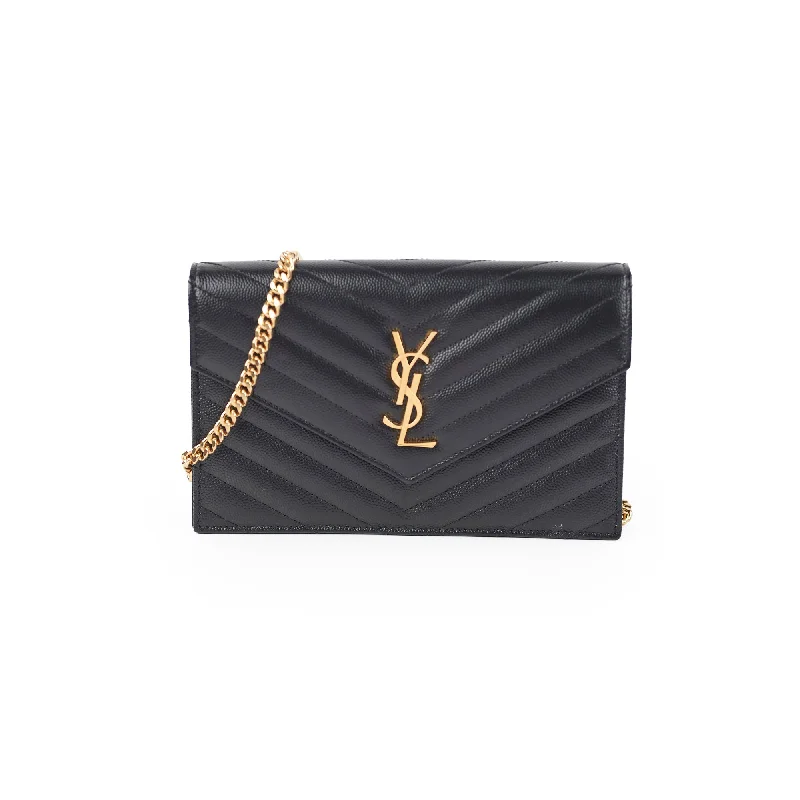 Saint Laurent Cassandre Envelope Wallet On Chain Black WOC