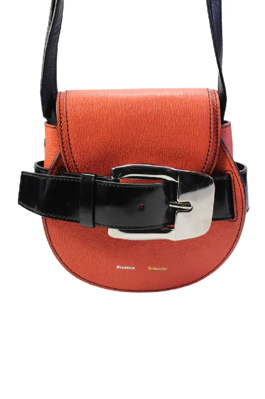 Proenza Schouler Womens Adjustable Strap Mini Buckle Crossbody Handbag Orange