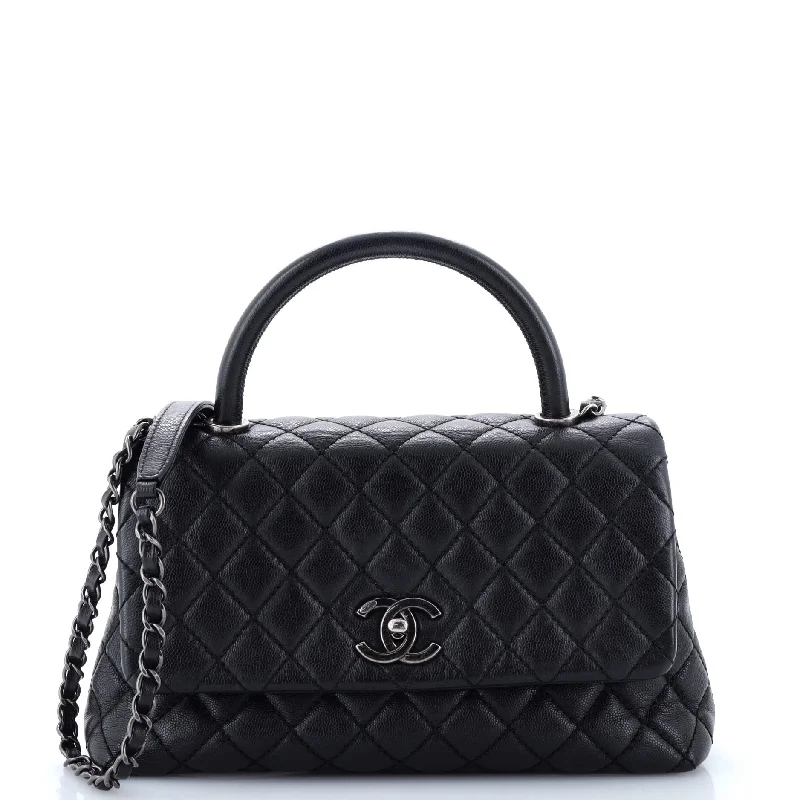 Coco Top Handle Bag Quilted Caviar Small