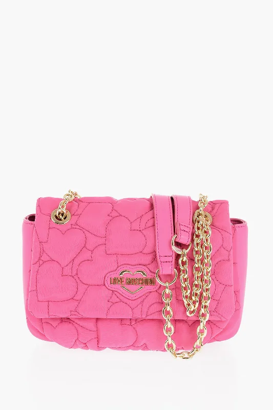 Moschino Love Solid Color Shoulder Bag With All-Over Hearts