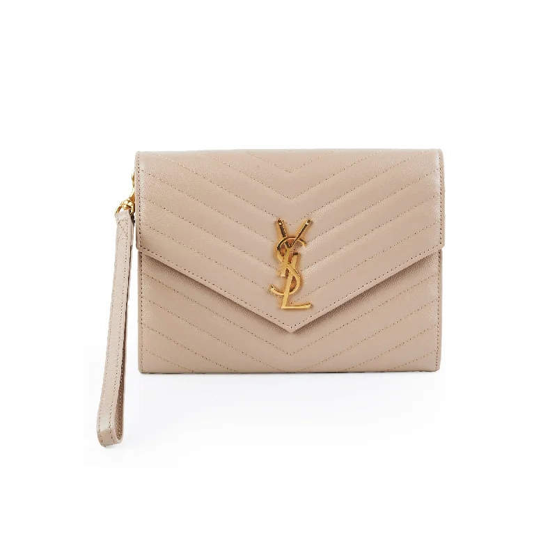 Saint Laurent Cassandre Flap Beige Pouch