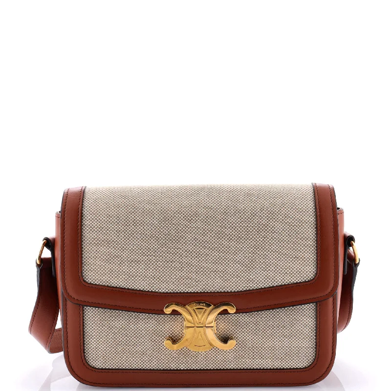 Triomphe Shoulder Bag Canvas with Leather Medium