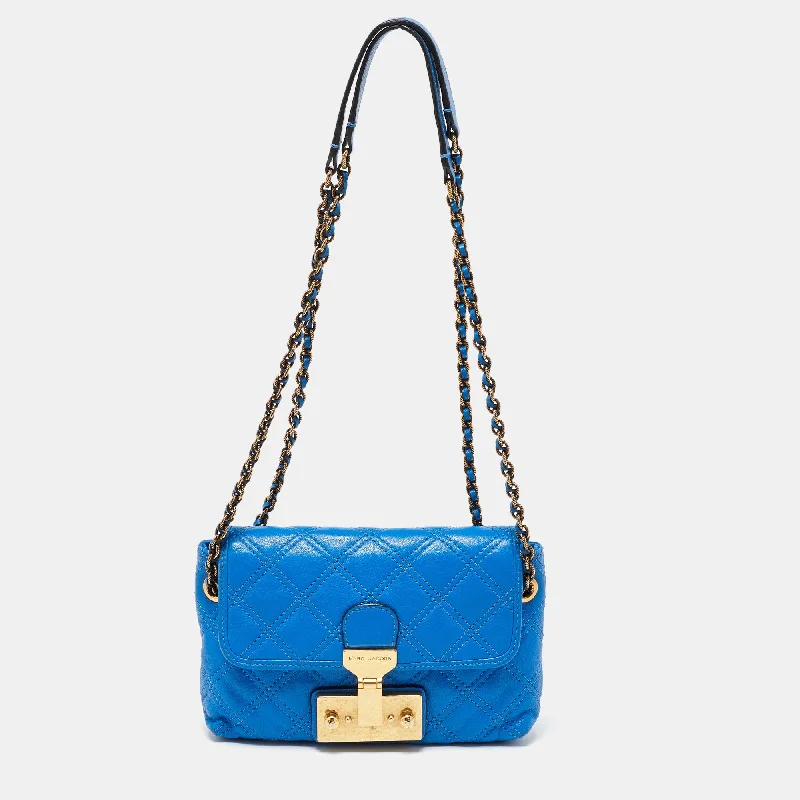 Marc Jacobs Blue Quilted Leather Flap Shoulder Bag