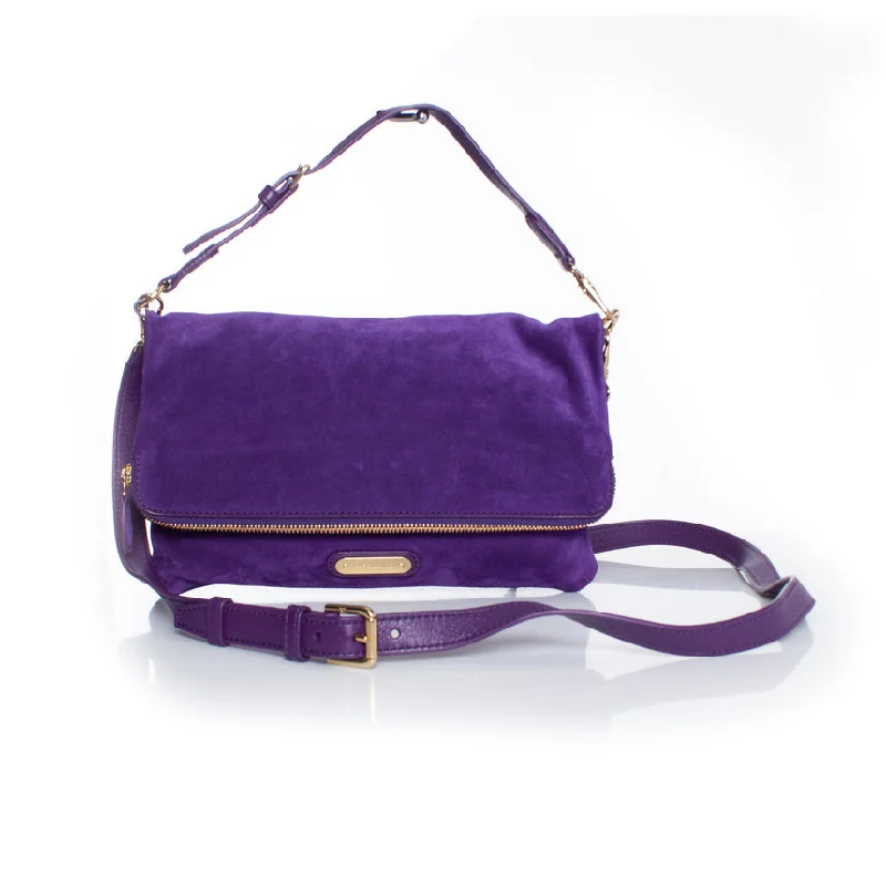 Purple suede crossbody bag