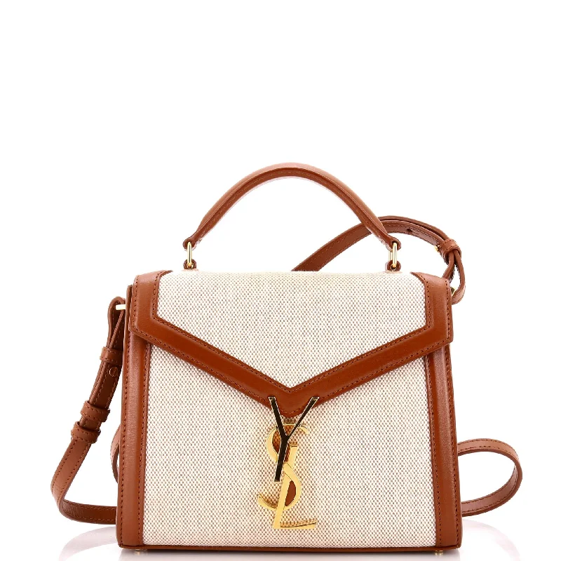 Cassandra Top Handle Bag Canvas with Leather Mini