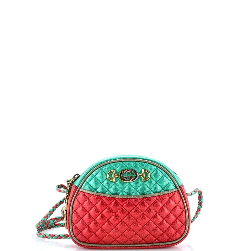 Trapuntata Camera Shoulder Bag Quilted Laminated Leather Mini