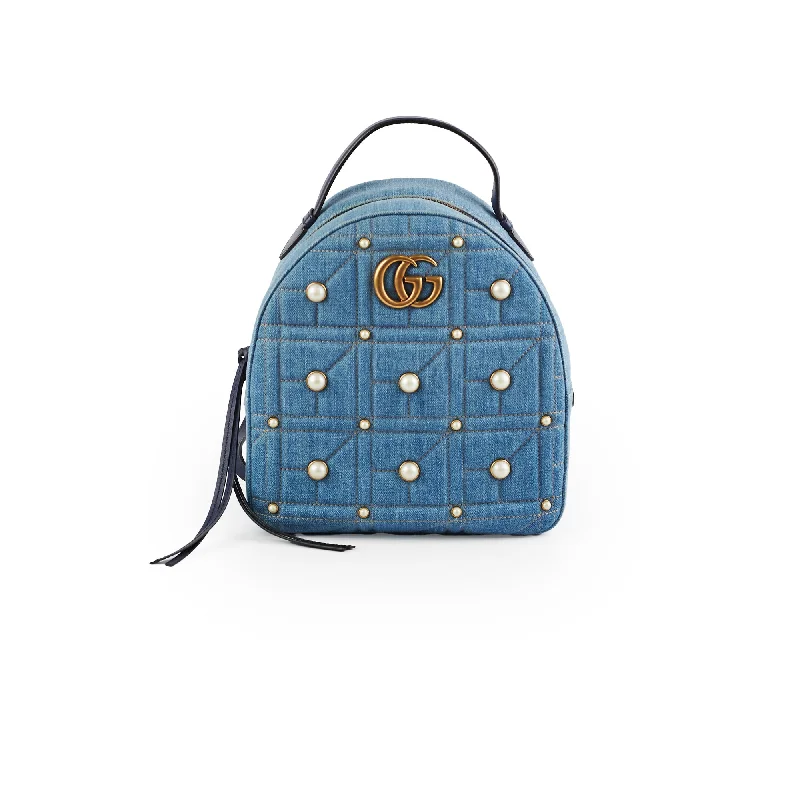 Gucci Marmont Denim Pearl Backpack