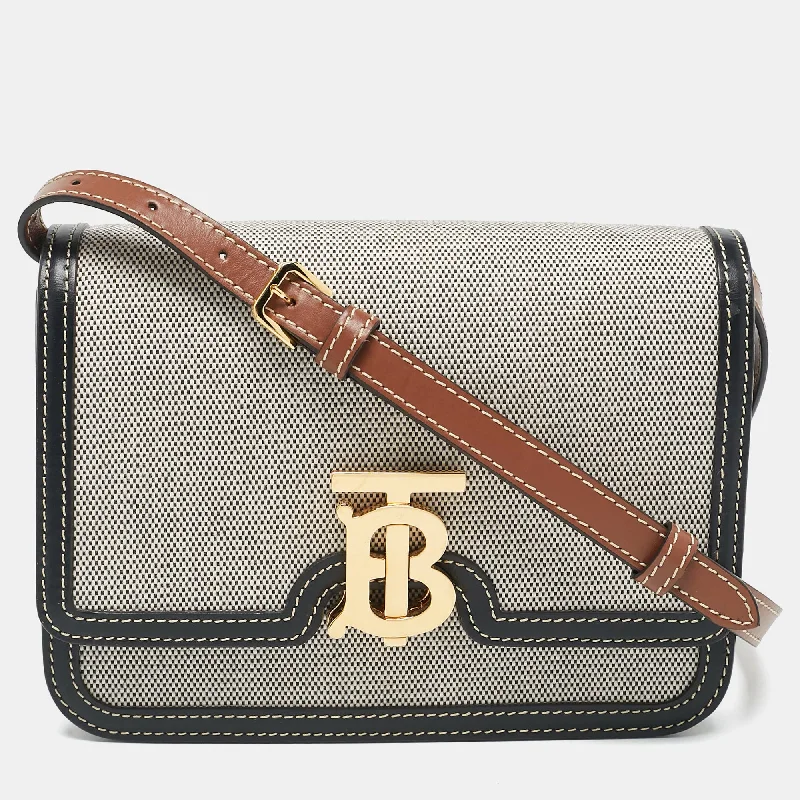 Burberry Tricolor Canvas And Leather Small Tb Shoulder Bag