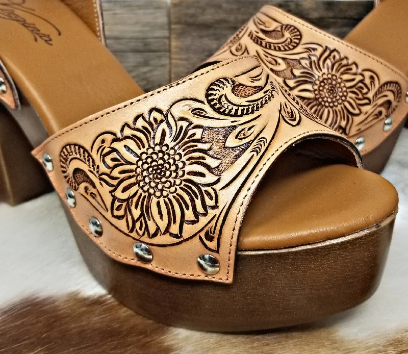 Golden Tan Sunflower Heels (Ships 7 Weeks)