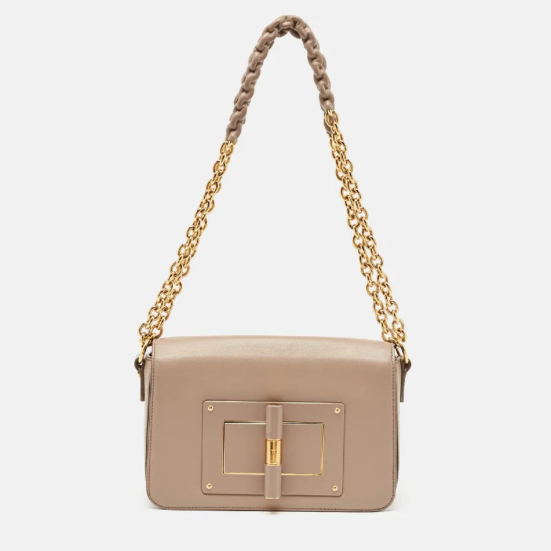 Tom Ford Beige Leather Medium Natalia Shoulder Bag