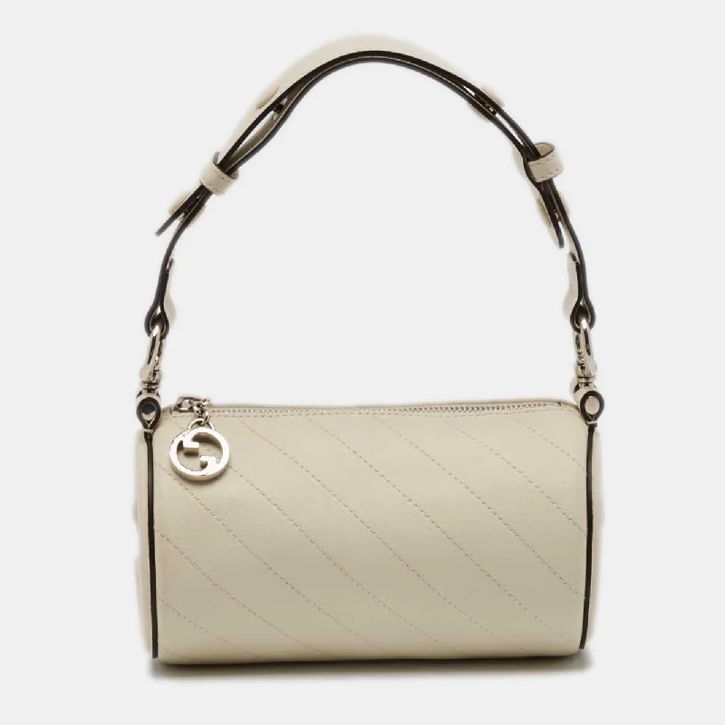 Gucci White Diagonal Quilted Leather Mini Blondie Bag