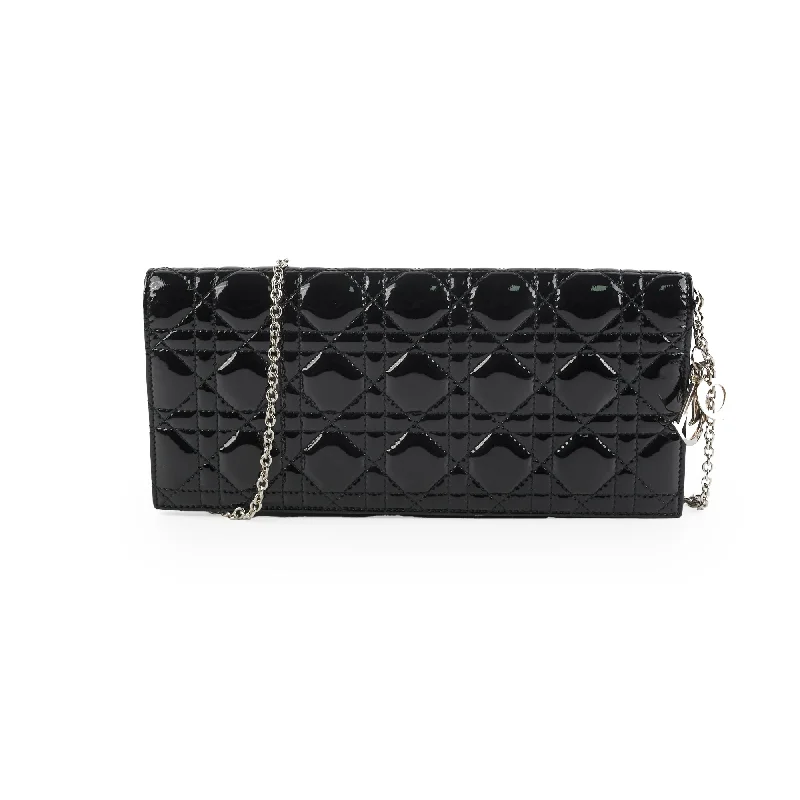 Christian Dior Patent Black Clutch On Chain