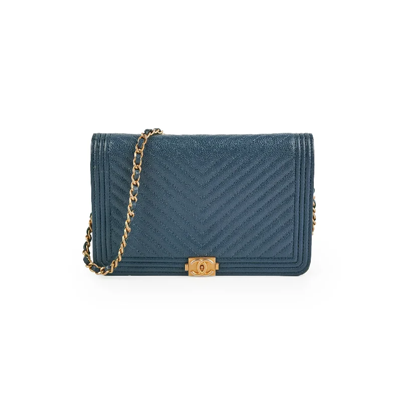 Chanel Wallet On Chain Chevron Caviar Navy GHW