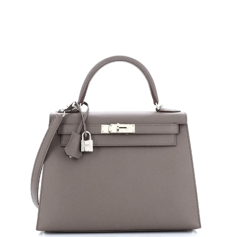 Kelly Handbag Grey Epsom with Palladium Hardware 28