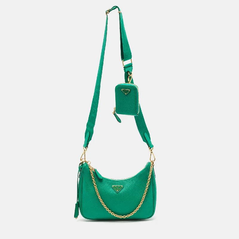 Prada Green Nylon Re-Edition 2005 Baguette Bag