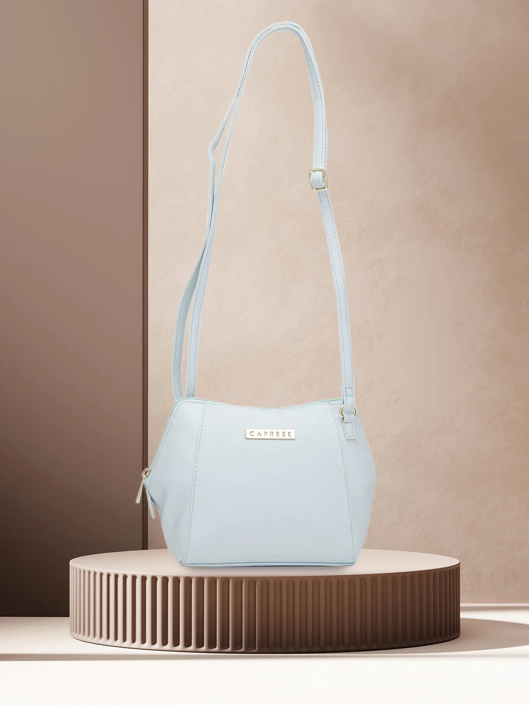 Caprese Holden Small Sling Solid Faux Leather For Women Powder Blue