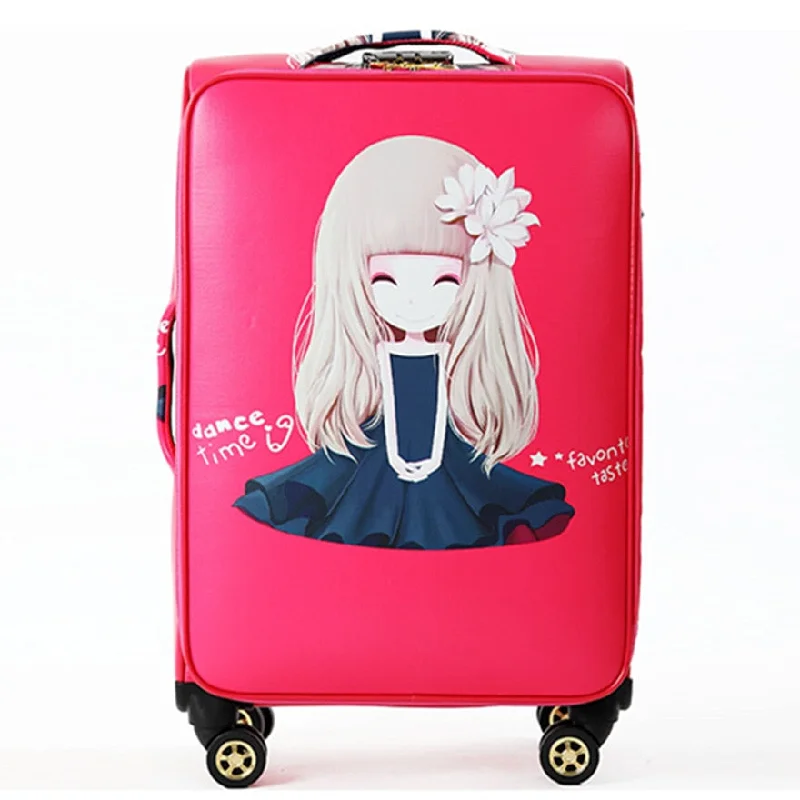 Beautiful Girl Pattern Large Capacity Suitcases Bags, Woman High Quality Multicolor Travelling