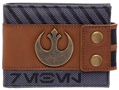 Bioworld Men'S Star Wars Rogue One Rebel Snap Bi-Fold Wallet, Gray, One Size