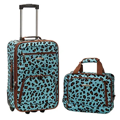 Rockland 2 Piece Luggage Set, Blue Leopard, One Size