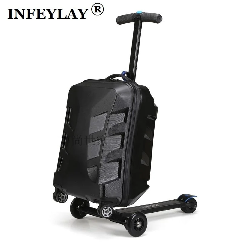 High Quality 21 Inches Boy Scooter Suitcase Trolley Case  3D Extrusion Business Travel Cool Luggage