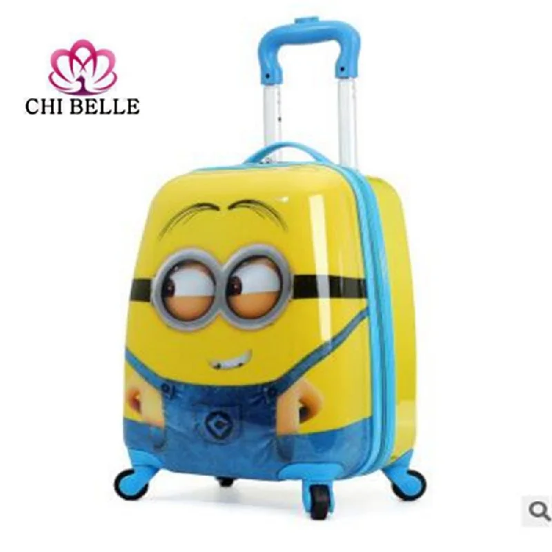 16-Inch Small Yellow People Pull Rod Box Children Universal Wheel Suitcases Boys And Girls Hand