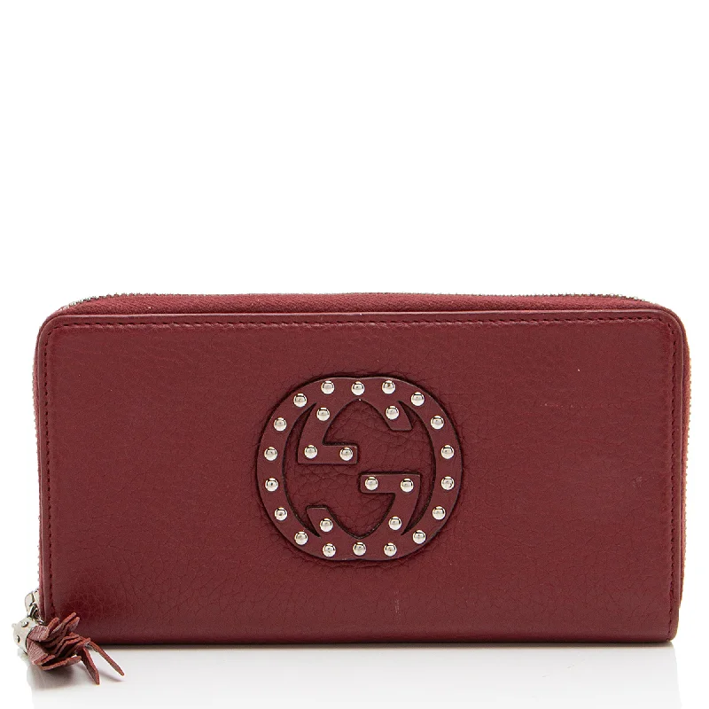 Gucci Studded Leather Soho Zip Around Wallet