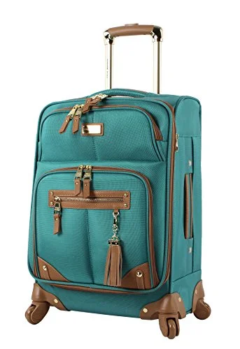 Steve Madden Luggage 24" Expandable Softside Suitcase With Spinner Wheels (24In, Harlo Teal Blue)