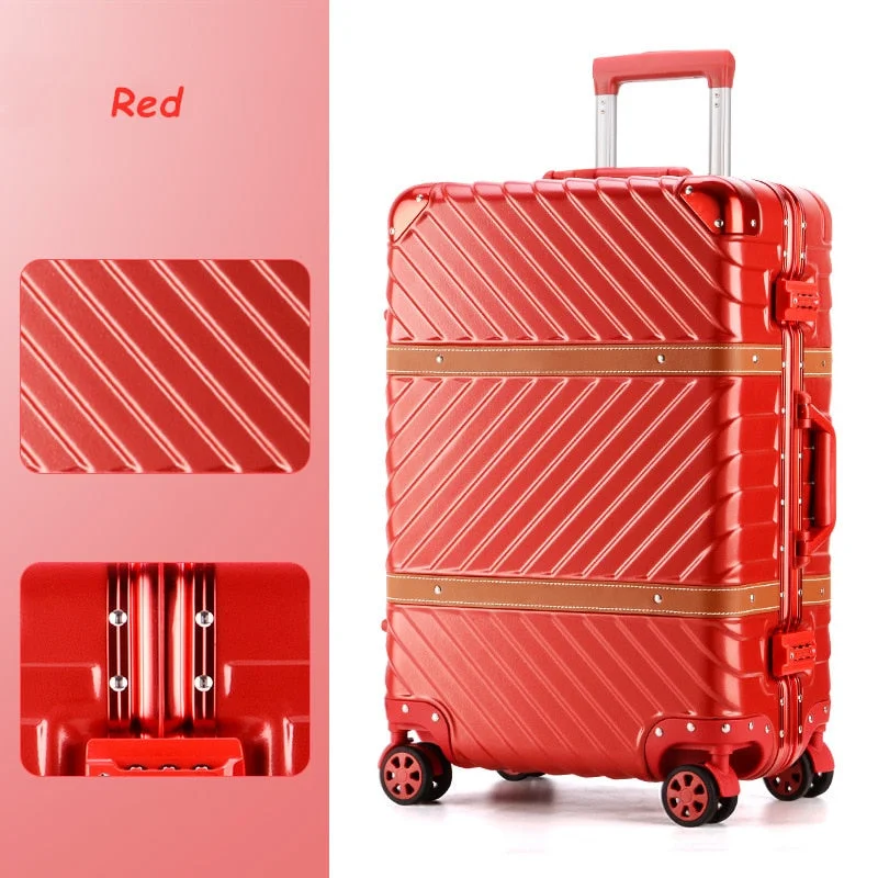 New Arrival!20Inch Bas+Pc Hardside Case Vintage Trolley Luggage On Universal Wheel,Aluminum Frame