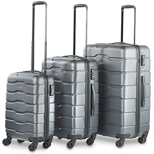 Vonhaus Premium Gray 3 Piece Lightweight Luggage Set – Hardshell Travel Suitcase With Tsa