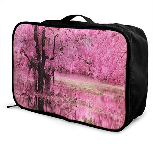 Travel Bags Amazing Pink Tree Portable Foldable Trolley Handle Luggage Bag