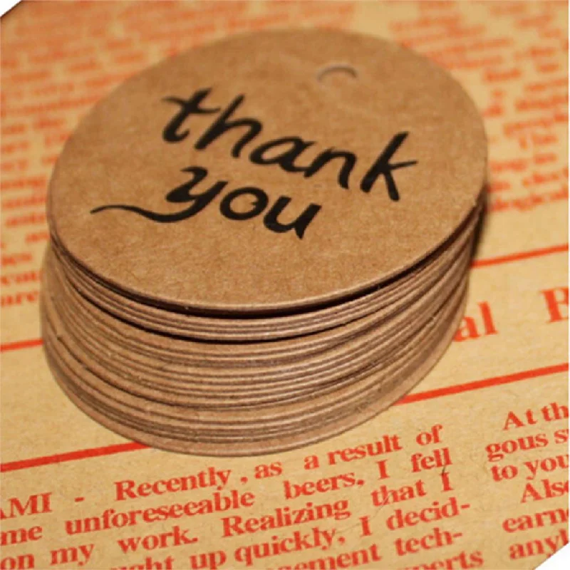 2015  New "Thank You"Kraft Paper Gift Tags Wedding Doorplate Scallop Favour Luggage 10Pcs/Set