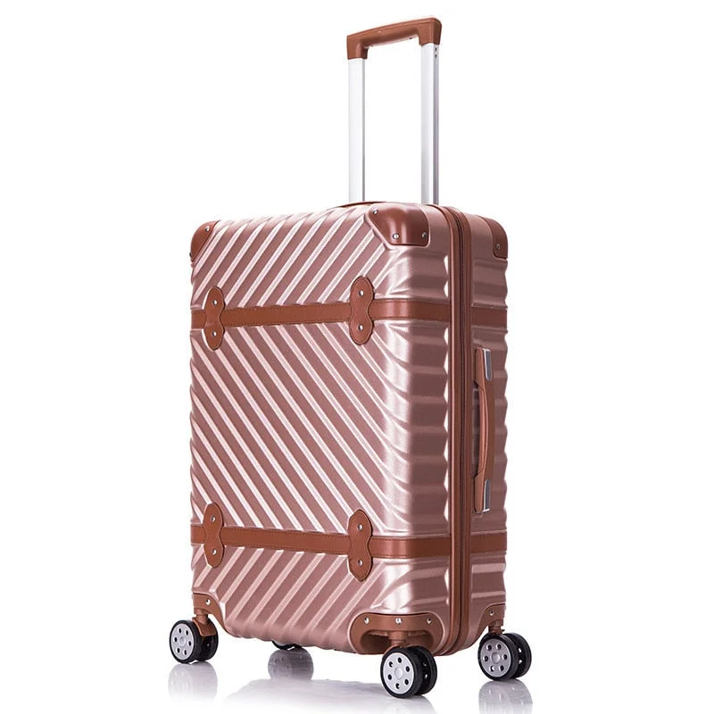 New Fashion!24Inch Vintage Abs Pc Wave Strap Hardside Case Trolley Luggage For Men And Women,Lovely