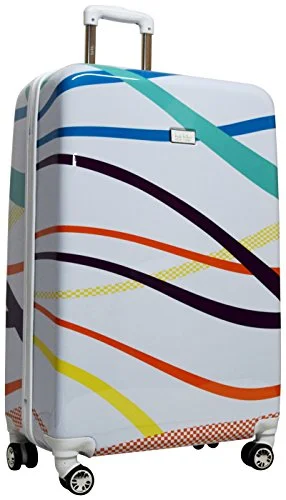 Nicole Miller Rainbow 28" Hard-Sided Luggage Spinner (White)