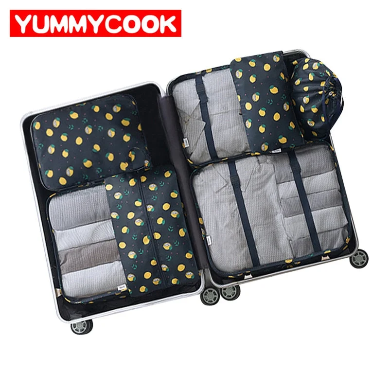 7Pcs/Set Women Men Travel Luggage Storage Bags Shoes Clothes Toiletry Cosmetic Pouch Kits Organizer