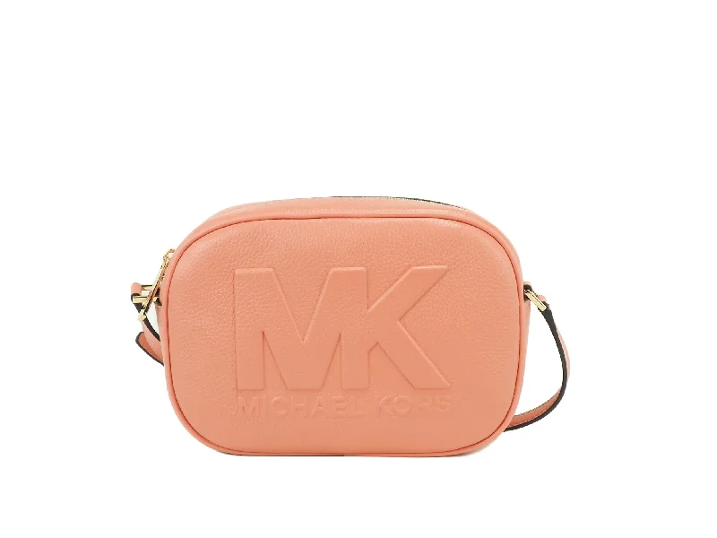 Michael Kors Jet Set Travel Medium Sherbert Leather Oval Camera Crossbody Women's Bag