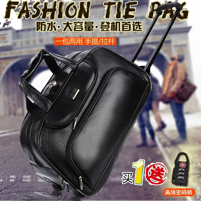 20 Inch  Male Black Trolley Big Capacity Commercial Boarding Waterproof Luggage Bag