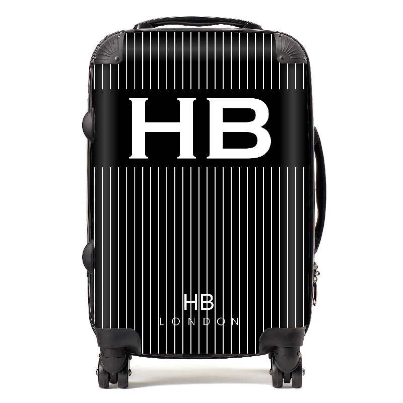 Personalised Black Pinstripe Initial Suitcase