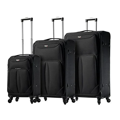 Viaggi V1100-03Pc-Blk Italy Sione Softside Spinner 3Pc Set, Black