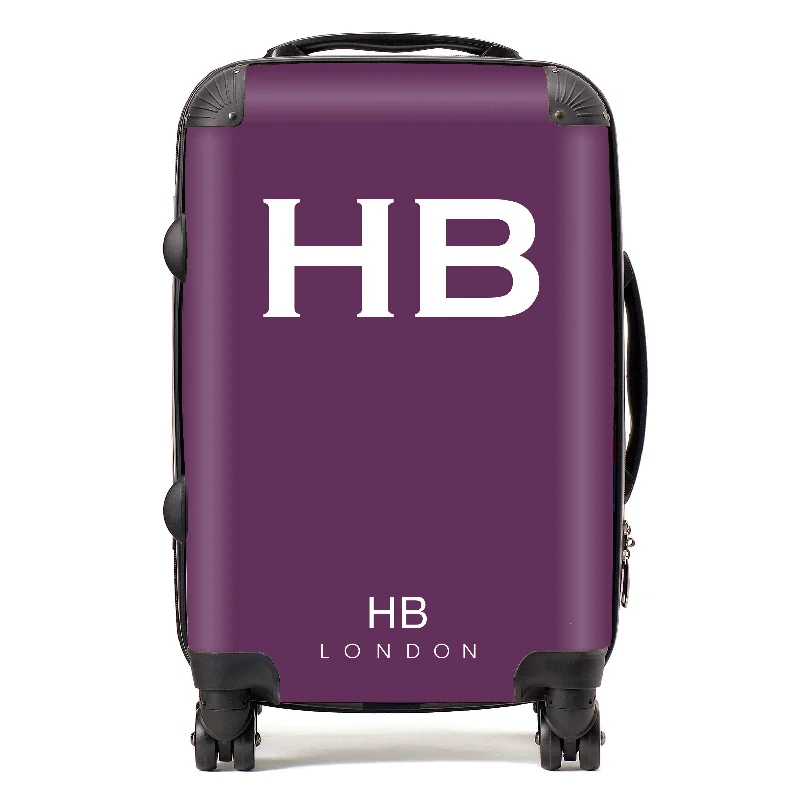 Personalised Aubergine with White Font Initial Suitcase