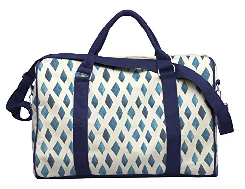 Watercolor Blue Rhombus-2 Printed Canvas Duffle Luggage Travel Bag Was_42