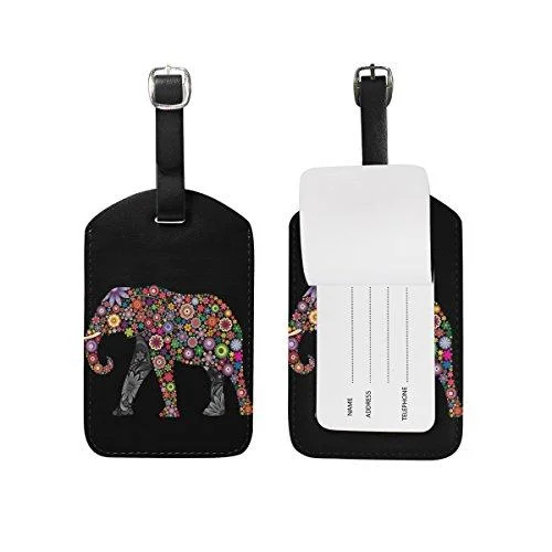 Alaza Tribal Animal Elephant Luggage Tag For Baggage Suitcase Bag Leather 1 Piece