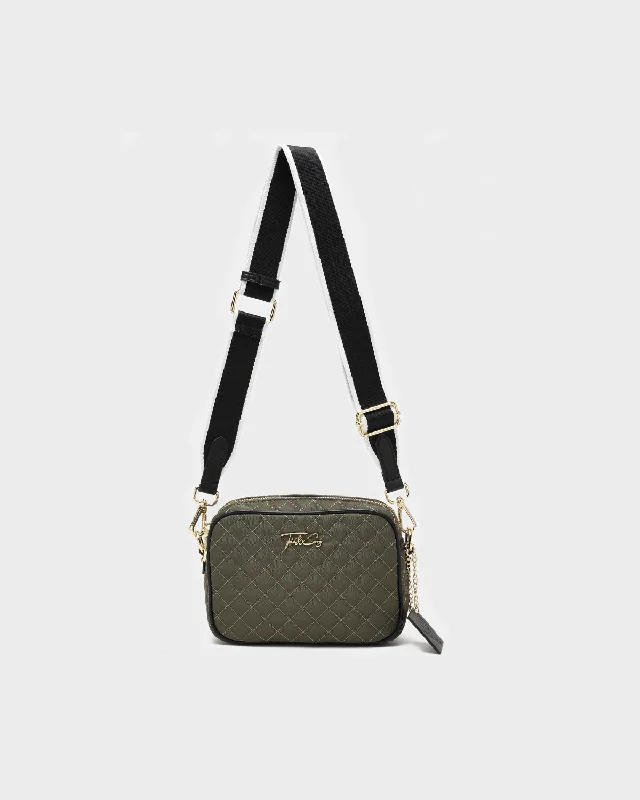 Diamond Stitch Messenger Bag in Green