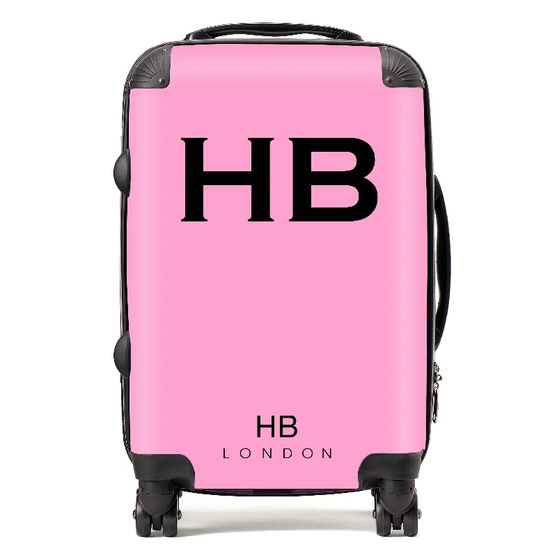 Personalised Pink with Black Font Initial Suitcase