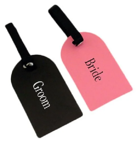 Set Of Wilton Bride And Groom Luggage Tags Honeymoon Travel Wedding Gift