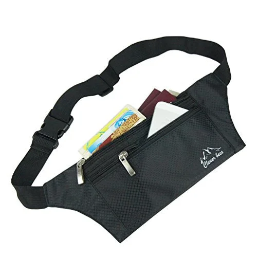 Clever Bees Lightweight Travel Money Belt Undercover Hidden Waist Stash And Passport Wallet (Black)