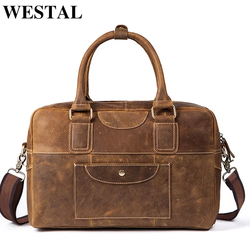 Westal Men Travel Bags Hand Luggage Suitcases And Travel Bags Business Weekend Bag Leather Men