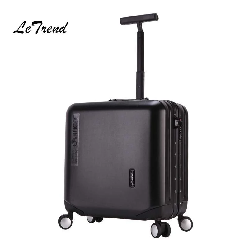 Letrend Aluminium Frame Rose Gold Rolling Luggage Spinner Trolley Travel Bag 18 Inch Women Men