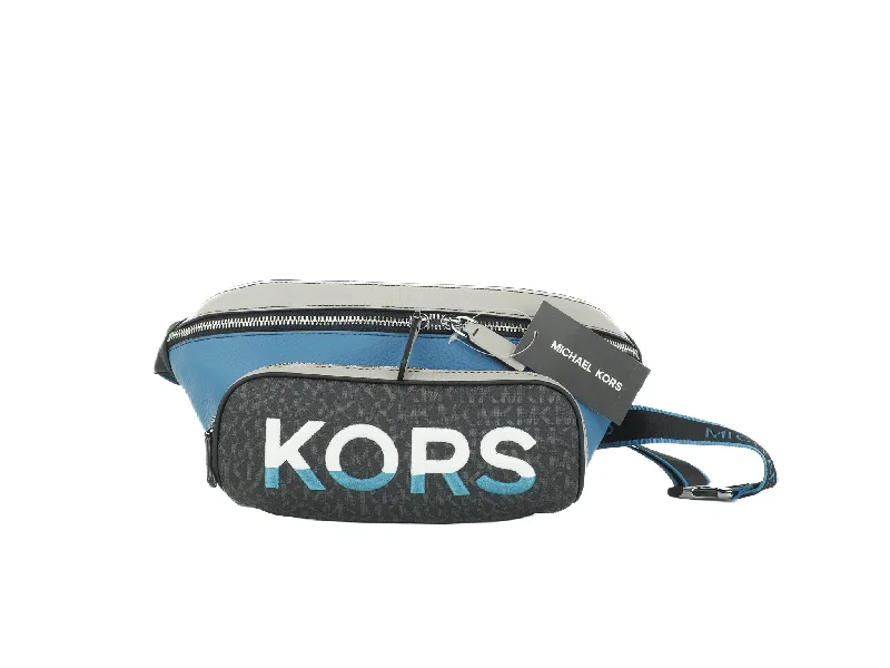 Michael Kors Cooper Large blue multi Leather Embroide Logo Utility Belt Women's Bag