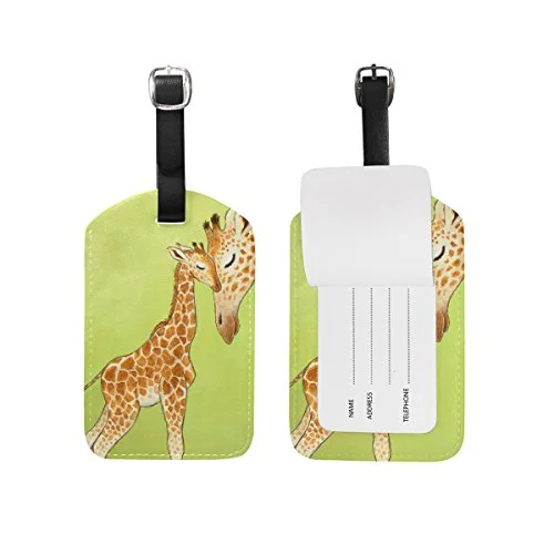 Leisisi Two Giraffes Travel Luggage Tags Suitcase Luggage Bag Tags, Travel Id Bag Tag Airlines